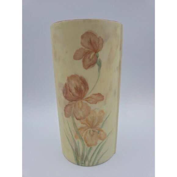 Vintage Floral West German Porcelain Vase Yellow, Green, Purple Bavaria 8"H - Picture 1 of 7
